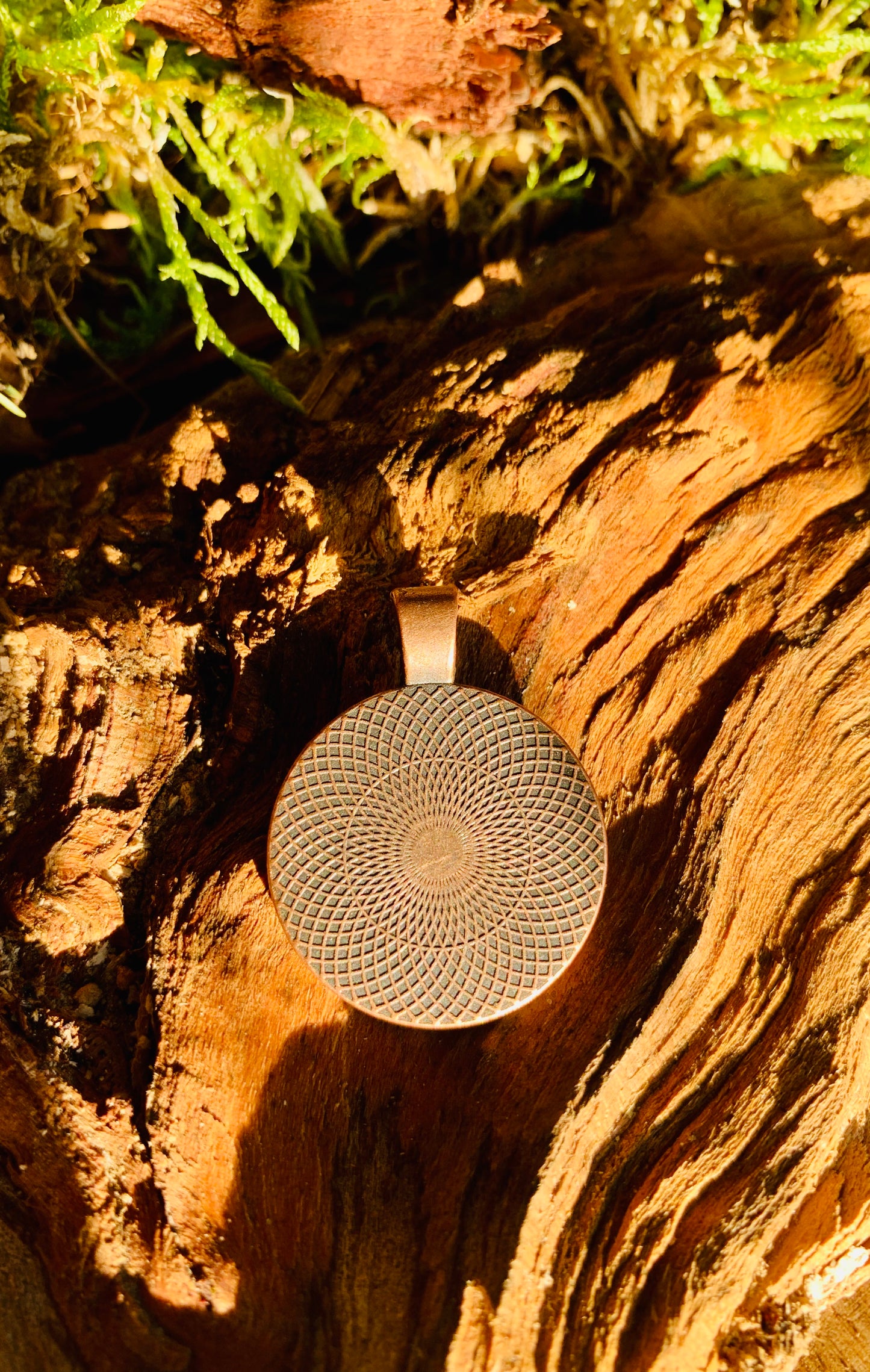 Amulett mit Heilsteinen - Andenopal und Amazonit / Blattkupfer (Orgonit)