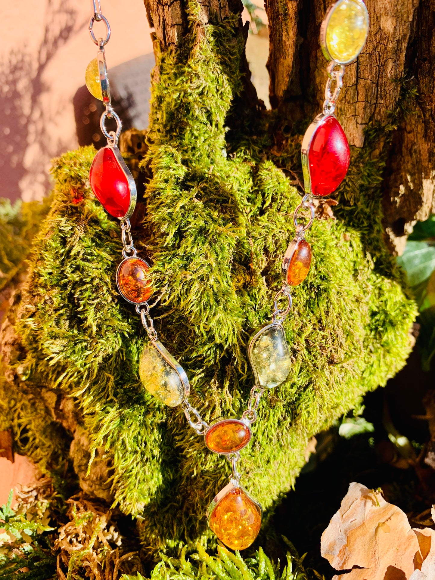 Schmuckset - "Spring" 3- teilig, / Kette, Armband, Ohrstecker / aus Epoxidharz