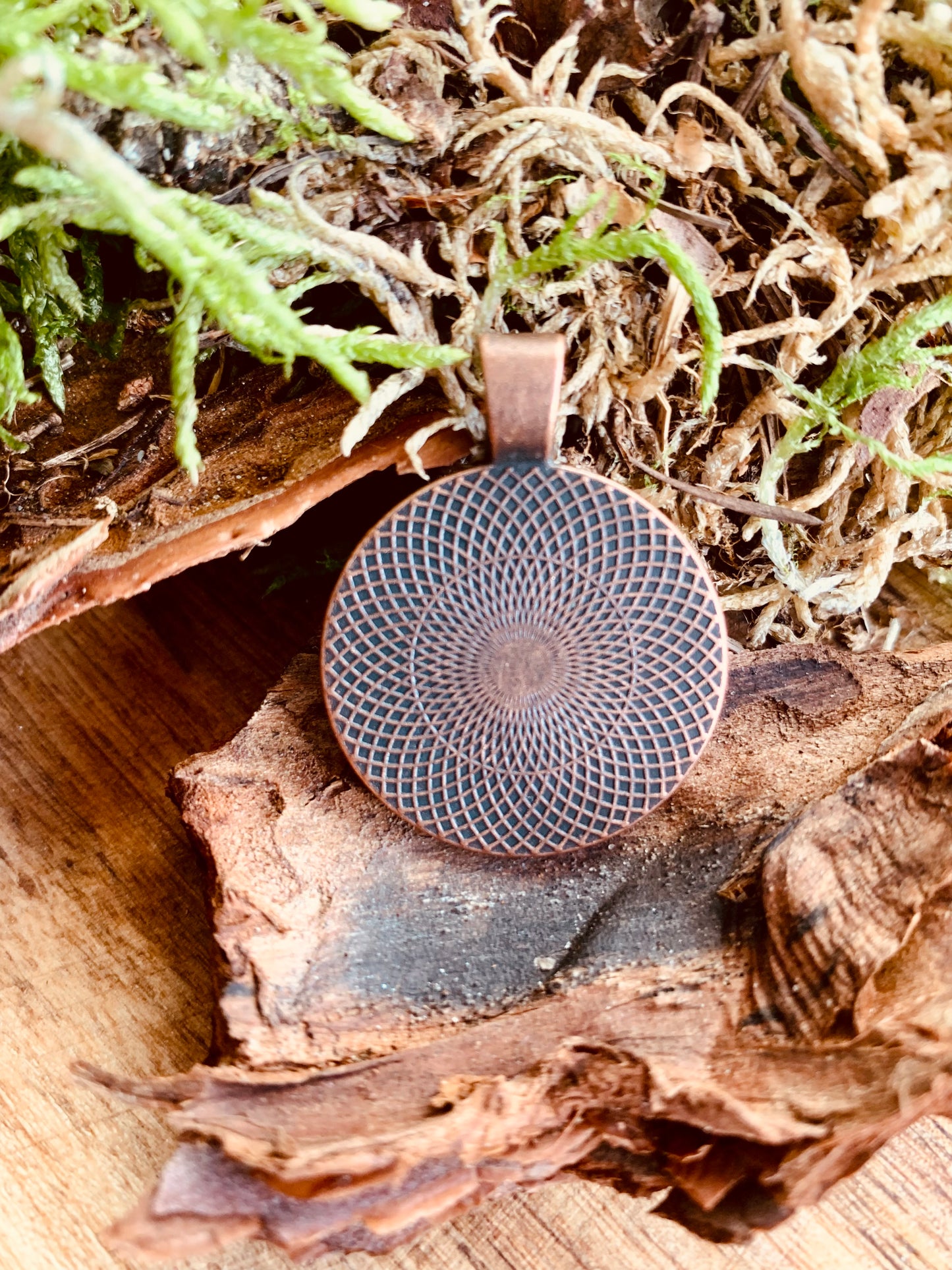 Amulett mit Heilsteinen  - Andenopal und Amazonit / Blattkupfer (Orgonit)