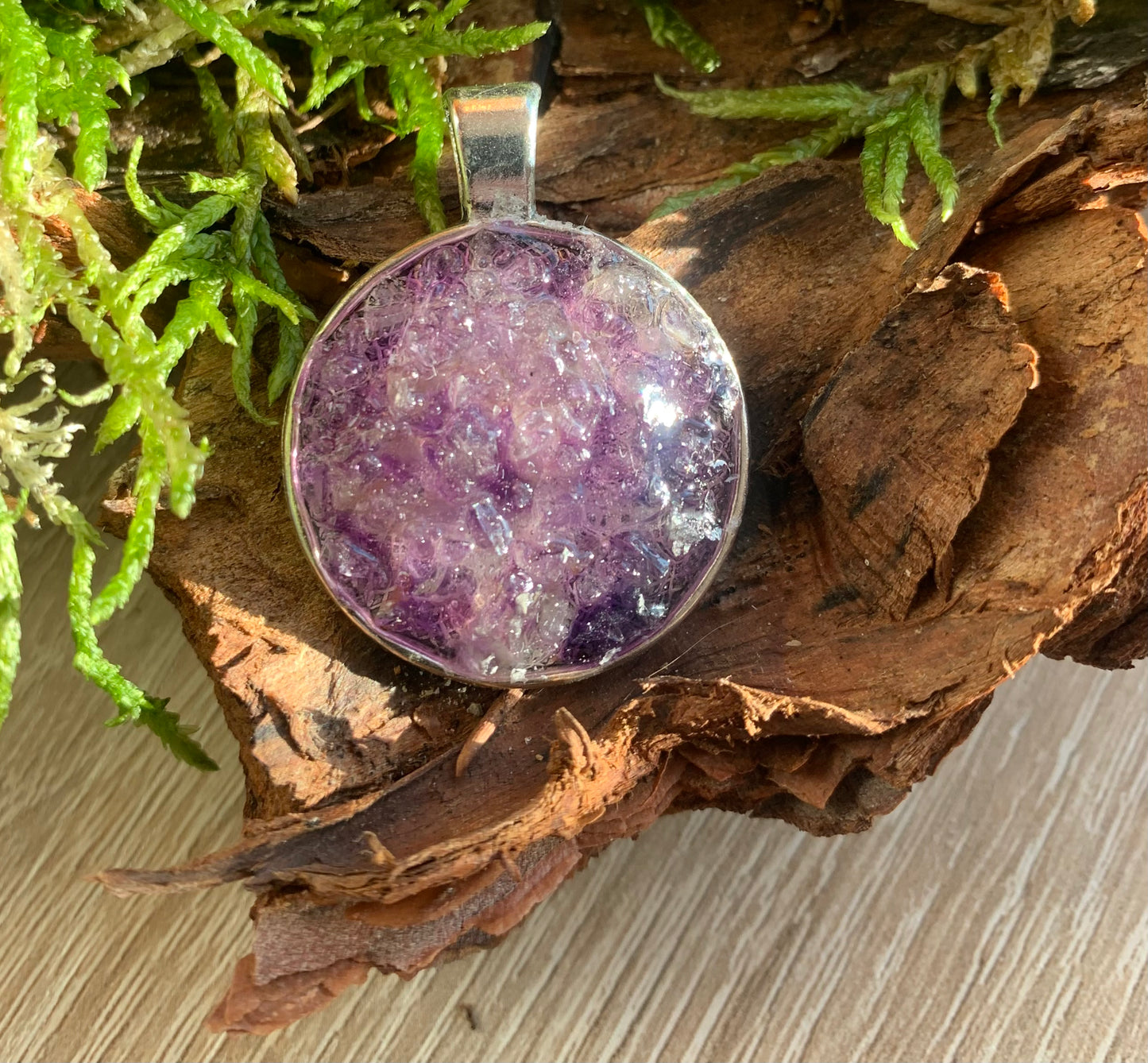 Amulett mit Heilstein - Amethyst (Orgonit)